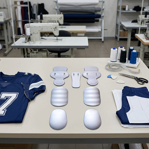 American Football Pads Set with Hip Knee <b>Thigh</b> Pads EVA Material Unisex Adult Protection Front Logo - Product Image 1