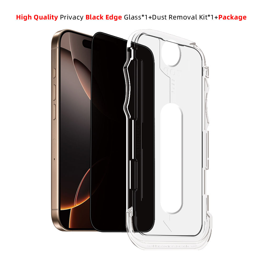 High Quality Privacy Black Edge Glass+Dust Removal Kit+Package