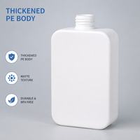 Ensemble de flacons cosmétiques carrés plats en PE beige personnalisés, 250 ml, 350 ml, 500 ml, 12 oz, flacon pompe en plastique pour lotion corporelle, emballage pour soins capillaires