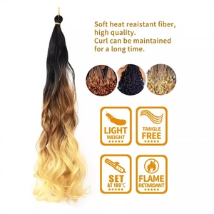 150g Cheveux synthétiques à tresser au crochet, boucles françaises, spirales, ondulations souples, style queue <span class=keywords><strong>de</strong></span> cheval, haute température, par Senmu Beaut - Product Image 4