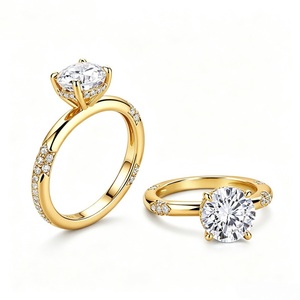 Anello in Argento 925 con Moissanite e Pietre Rotonde 8*8mm - 2,5 Ct Incastonate in Oro 18K, Set di Lusso per Matrimonio - Product Image 6