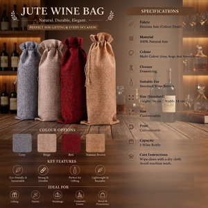 Indian Supplier Luxury Jute Wine Bottle Gift Reusable Tote <b>Bag</b> for Wedding and Corporate Gifts Available at Best price - Product Image 6
