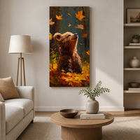 Peinture à l'huile abstraite moderne 100% peinte à la main, motif ours, texture épaisse, feuilles d'automne, art mural sur toile, taille personnalisée pour la décoration intérieure