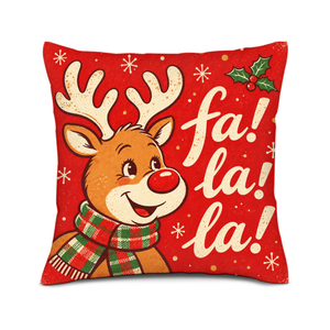 Funda de Cojín Cuadrada de Lino Antiarrugas de 18x18 con Estampado de Reno por Transferencia Térmica, Fundas de Almohada Impresas para Decoración Navideña del Sofá - Product Image 3