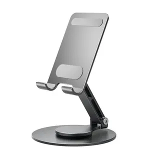 Venda quente Portátil Dobrável Desktop Cell Phone Stand 360 Rotating Alumínio Titular do telefone móvel para 4-12,9 polegadas