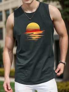 Chaleco de punto transpirable para hombre 2025, tamaño estándar con diseño de Amanecer y atardecer para un estilo informal - Product Image 4