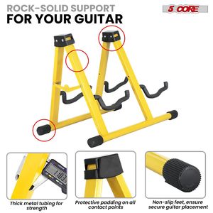 Soporte Doble para Guitarra Db, de Acero Amarillo, Ajustable, Plegable, Universal, para Guitarra Acústica, Eléctrica, Bajo, Mandolina, Violonchelo - Product Image 6