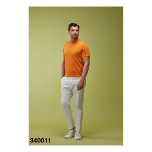 Fabricants de tricots italiens de haute qualité t-shirts pour hommes orange demi-manches 100% coton col rond