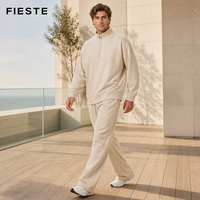 Ensemble de survêtement homme automne-hiver : sweat-shirt à col montant et pantalon large décontracté, chaud et idéal pour la course et le sport
