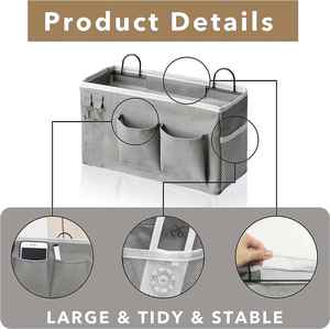 <b>Large</b> Wall Hanging Organizer Bag Linen Fabric Waterproof <b>Bin</b> Door Hanging Storage Baskets with Pockets - Product Image 2