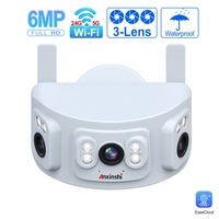 Caméras de sécurité domestiques sans fil Eseecloud APP 6MP à 3 objectifs réels, compatibles Wi-Fi 2.4G/5G pour une utilisation en maison intelligente, prise en charge de la connexion NVR
