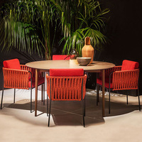 Ensemble de table et chaises modernes en dalles de pierre pour extérieur, mobilier de jardin pour villa, chaise de loisirs en métal pour terrasse, hôtel, balcon, table à manger