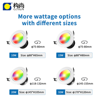 Tuya lampu bawah LED anti-silau, pencahayaan dalam ruangan RGBCW tersembunyi bisa diredupkan 52W dengan WiFi/Bluetooth/Badan aluminium Zigbee