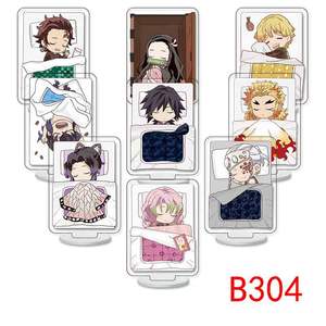 6CM 9 unids/set artesanías de plástico Kamado Nezuko Kanroji Mitsuri Tanjirou Kochou <span class=keywords><strong>Shinobu</strong></span> accesorios figura acrílico Anime soporte placa - Product Image 4