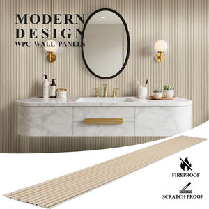 Panneau mural en WPC à base de fibres de charbon de <span class=keywords><strong>bambou</strong></span>, texture tissu résistante aux rayures, grain de bois naturel, combiné avec des panneaux muraux acoustiques - Product Image 2