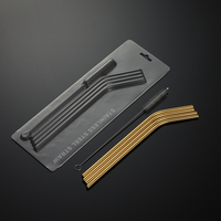 Offre de pailles en acier inoxydable approuvées de qualité alimentaire ensemble de pailles à boire colorées en métal réutilisables avec brosse de nettoyage A4011009