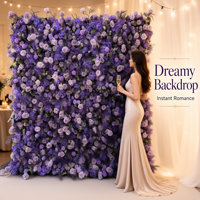 Backdrop Dinding Bunga Buatan 5D Stainless Steel Merk BBGS BARU untuk Pernikahan, Latar Belakang Dekoratif Floral Buatan Cina