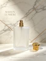 Flacon de parfum de luxe 100 ml en verre dépoli carré avec bouchon champignon doré, flacon pulvérisateur vide, logo personnalisé OEM