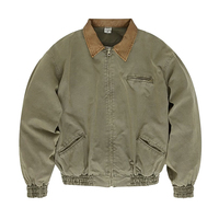 Blouson aviateur pour hommes personnalisé Oem bleu 100% veste de travail à fermeture éclair en toile de coton avec col rabattu manteau délavé printemps