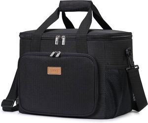Bolsa Térmica de Gran Capacidad para 24 Latas, Negra, con Aislamiento Térmico de <span class=keywords><strong>EVA</strong></span>, Correa para el Hombro, Cierre de Cremallera de Poliéster Impermeable - Product Image 1