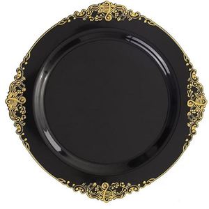Assiettes jetables de 10,25 pouces pour dîner et mariage, bord doré, style américain, finition polie, 50/paquet pour mariages, fêtes, Thanksgiving - Product Image 5