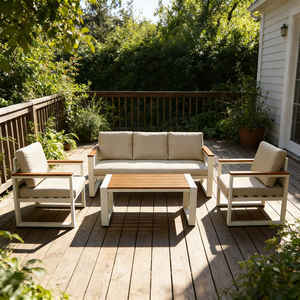 Sofá de Aluminio Resistente al Agua para Exteriores, para Terraza, Patio o Jardín, Muebles de Jardín con <span class=keywords><strong>Mesa</strong></span> de Té para Uso en Patio - Product Image 3