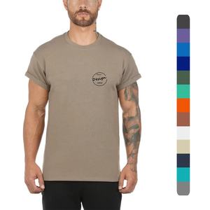 Tshirt d'été à manches courtes en polyester et coton respirant pour hommes, couleur unie, coupe ajustée, manchette roulée, design vierge - Product Image 1