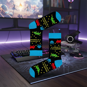 Autumn Gaming Patterned Colorful <b>Socks</b> with Jacquard & Anti-Bacterial Features Free Size Customizable Logo Digital Printing - Product Image 3