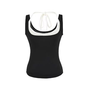 Chaleco Corto de Mujer con Bloques de Color, Cuello Halter, Ligero y en Capas, Estilo Primavera - Product Image 2