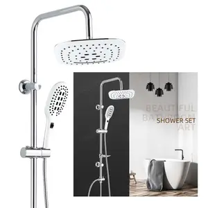 最もトレンディなバスシャワーミキサーセットオーバーヘッドシャワーとバスルームホルダー石鹸皿シャワーヘッド付き