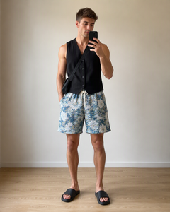Shorts imprimés pour hommes avec cordon de serrage, décontractés, en coton, pour l'été, personnalisables OEM ODM, faible MOQ - Product Image 2