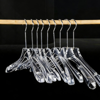 38cm Flachkopf Silberhaken Rutschfeste Hochbelastbare Transparente Acryl-Kleiderbügel für Schrank und Garderobe