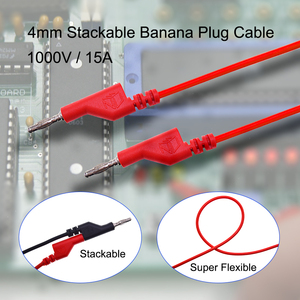 Câble de <span class=keywords><strong>test</strong></span> empilable 4 mm avec connecteurs banane et pinces crocodiles - Product Image 3