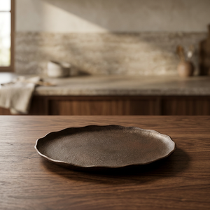 Bandeja Decorativa Redonda Hecha para Impresionar, Estilo Wabi-Sabi, Acabado Envejecido, Paquete Individual - Product Image 5
