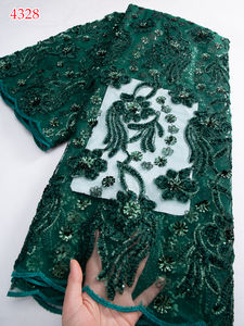 4328 africain Tulle dentelle tissu 2025 velours nigérian brocart doré <span class=keywords><strong>Net</strong></span> paillettes dentelle tissu pour couture mariage fête femmes robe - Product Image 5