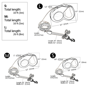 3 metros 5 metros <span class=keywords><strong>8</strong></span> metros clásico luminoso que brilla en la oscuridad correa retráctil para perro Correa larga para mascotas 30 pies - Product Image 6