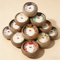FORTUNE BOLIN Vente en gros de bols en noix de coco naturels faits à la main, fleurs séchées, bougies parfumées naturelles avec cristaux