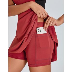 Vestido Deportivo de Tenis para Mujer con Sujetador Incorporado, Cuello Halter, Corte en A, Mini Vestido con Pantalones Cortos, Cintura Elástica Transpirable, Color en Contraste - Product Image 2