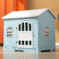 Maison pour animaux de compagnie en gros, fabriquée en usine, en plastique écologique, de luxe, extra grande, pour extérieur et intérieur, en PVC, avec fenêtre