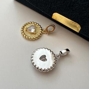 Colgante de Plata de Ley S925 con Forma de Corazón y Circonita, Estilo Vintage, Texturizado, Dulce, Moderno, Ligero, Joyería de Moda, Colgantes y Dijes - Product Image 3