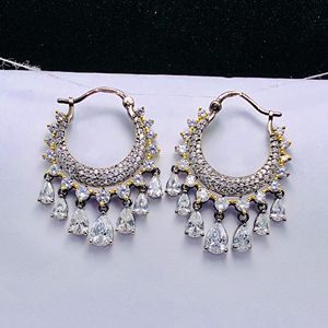 Elegant Authentic <b>Diamond</b> Long Spiral <b>Earrings</b> Pave <b>Diamond</b> 925 Pure Silver <b>Earrings</b> Specialized Women Jewelry Cluster <b>Earring</b> - Product Image 4