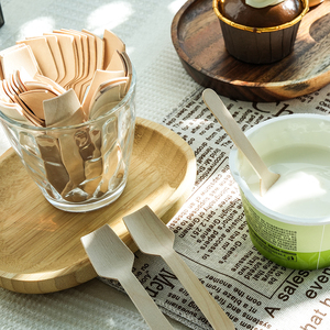 Mini cuchara de madera para helado desechable de abedul ecológico a precio mayorista - Product Image 1