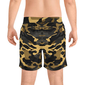 <b>Mens</b> Mid-Length Swim <b>Shorts</b> Black and Gold <b>Camo</b> - Product Image 2