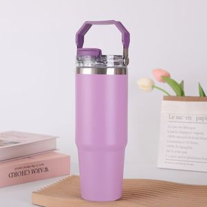 Double Wall <b>Car</b> Grip Handle Travel Tumbler 20oz 30oz <b>Mug</b> Lid Straw Anti-Slip Base for Commuting Daily - Product Image 6