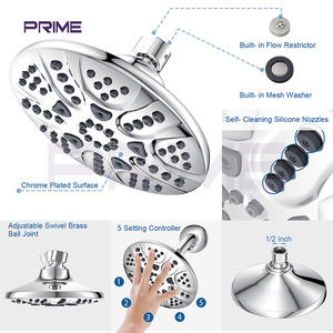 Juego de Ducha de Estilo Americano con 6 Funciones, Ducha de Mano con Efecto Lluvia, Cromado, Sistema de Ducha para Baño - Product Image 3