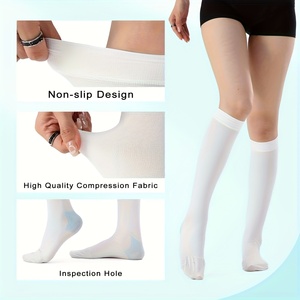 Factory White Graduado Anti Embolismo 15-20 mmHg Rodilla Muslo <span class=keywords><strong>Medias</strong></span> de alta compresión Calcetines <span class=keywords><strong>con</strong></span> orificio de inspección - Product Image 6