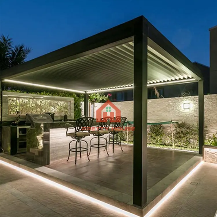 Pavillon de pergola en aluminium étanche électrique pour pergolas de jardin et gazebos