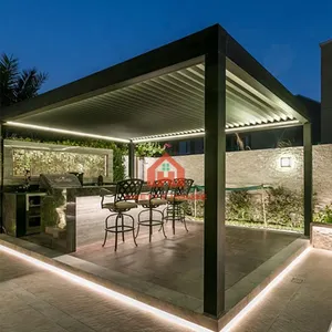 Pavillon de pergola en aluminium étanche électrique pour pergolas de jardin et gazebos