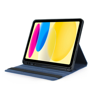 Étui pour tablette à rotation 360 degrés <span class=keywords><strong>iPad</strong></span> 10,9 pouces Réveil automatique Veille Sangle de main Robuste Cuir PC+TPU <span class=keywords><strong>Bleu</strong></span> Étui rotatif Multicolore - Product Image 4