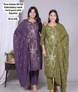 Femmes été tendance bureau régulier et décontracté costume Shalwar Kameez indien Punjabi style pakistanais broderie - Product Image 2